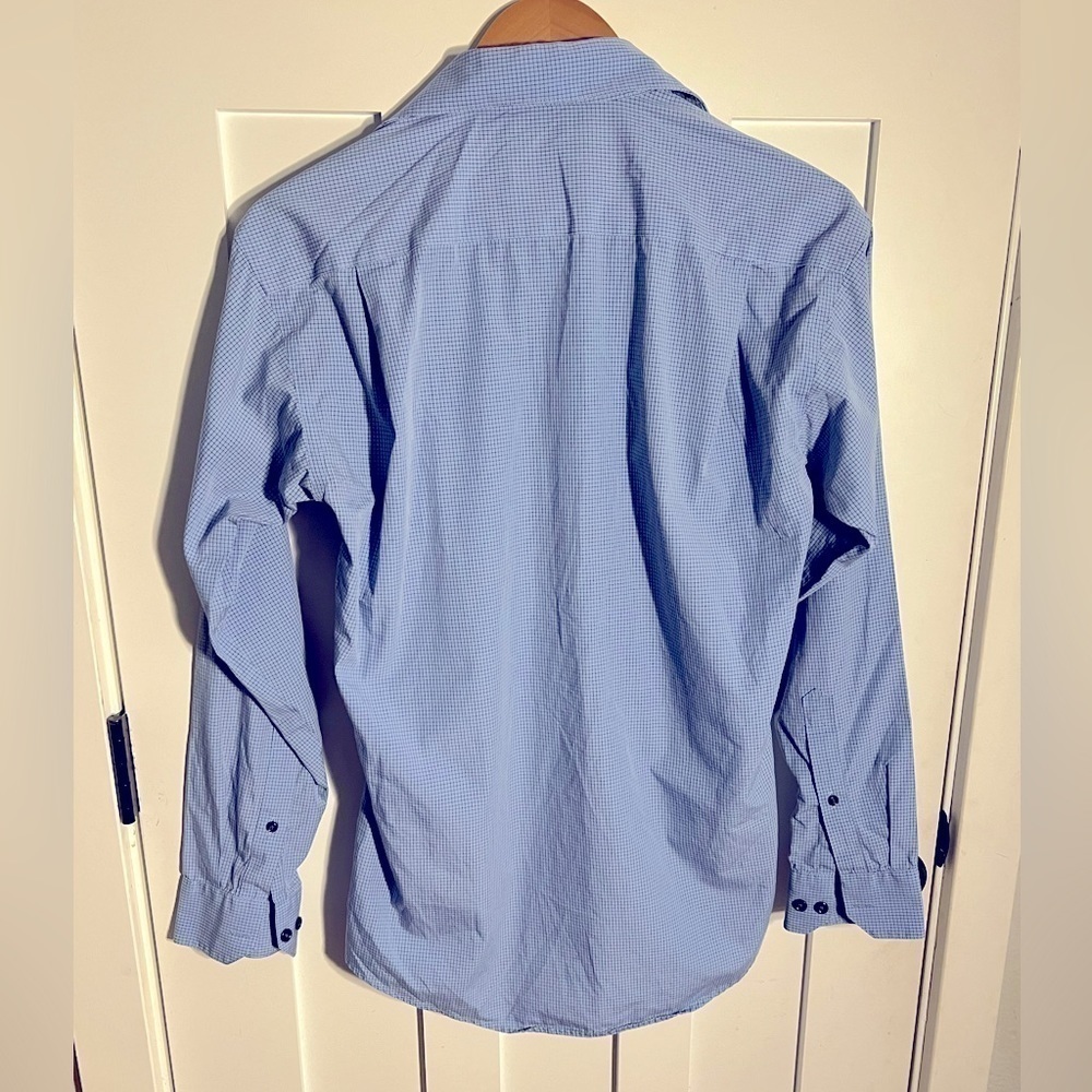Men’s Pronto- Uomo Size Small Non Iron Button Down Blue Dress Shirt - Picture 2 of 6